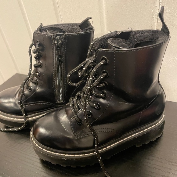H&M Other - H&M Shiny Black Kids Boots size 12 combat style with side zippers